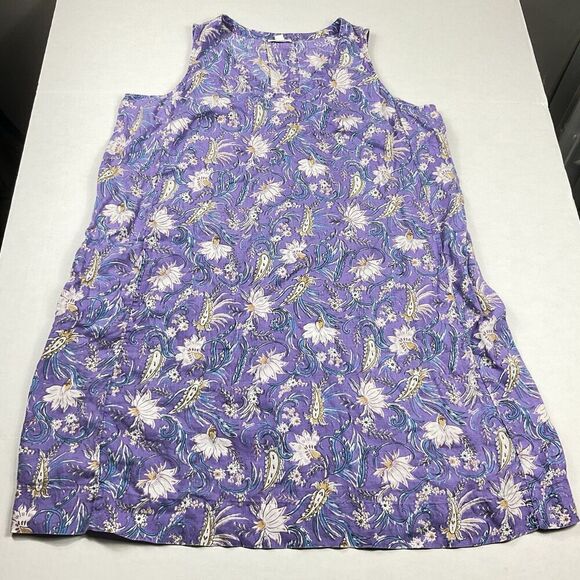 J.Jill Love Linen Dress L Purple Floral Sleeveless Summer Shift Relaxed Comfort - threedaughtersproperties.com J.Jill Love Linen Dress L Purple Floral Sleeveless Summer Shift Relaxed Comfort - threedaughtersproperties.com